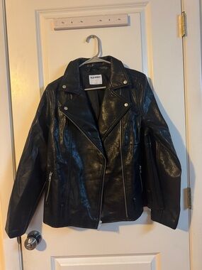 OLD NAVY women’s black faux Leather zip moto Jacket SIZE small